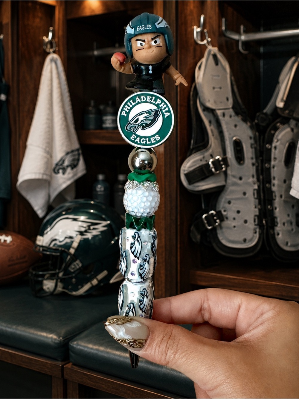 Philadelphia Eagles Beaded Ballpoint Pen